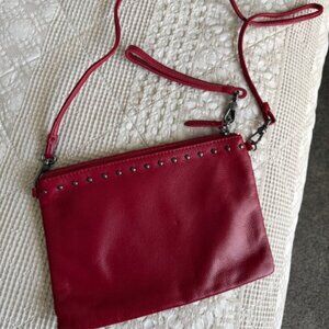 The Sak Red Leather Wristlet Crossbody